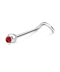 Stone Set Silver Curved Nose Stud NSKB-144